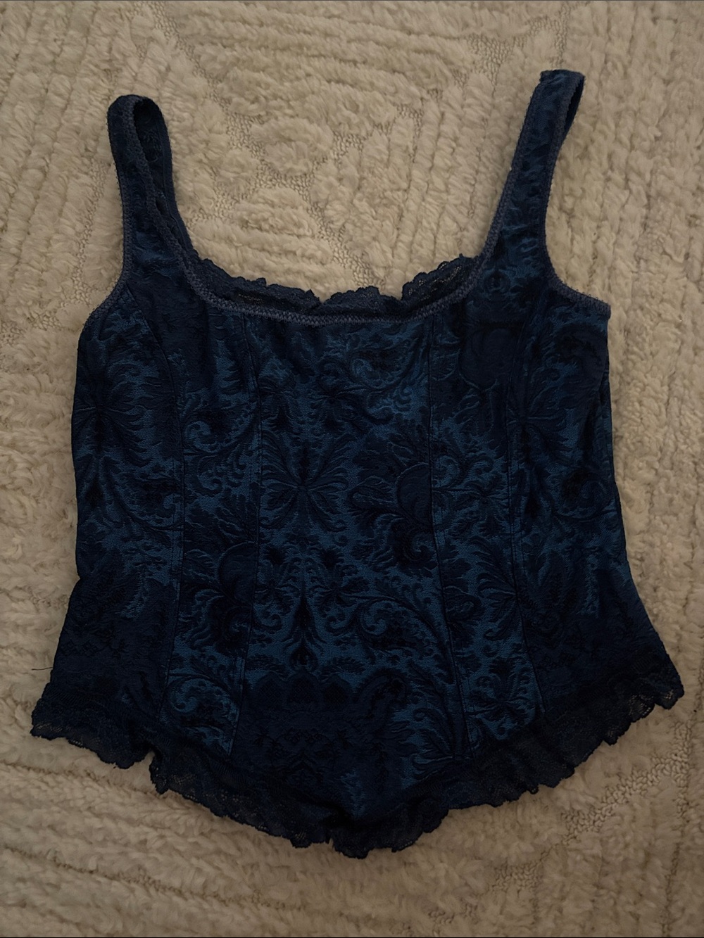 Arianne Deep Navy Floral Jacquard Top